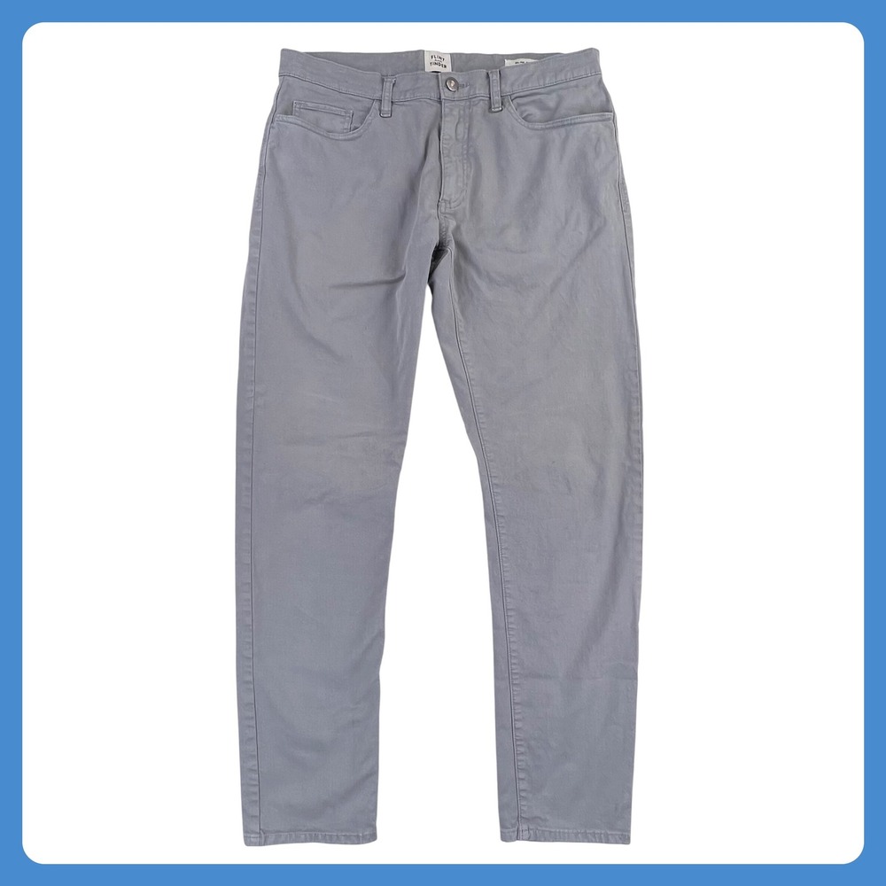Flint and Tinder Slim Fit Chino Pants • Men's 34x30 Actual Size • Gray‎ Stretch